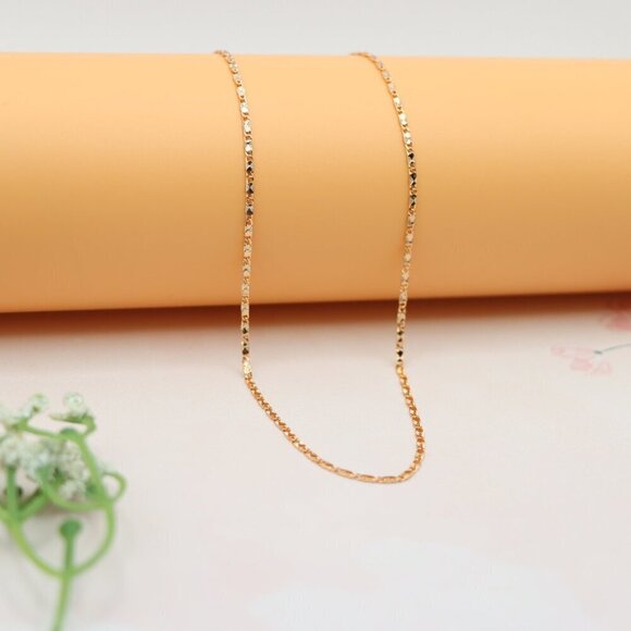 Dainty Diamond-Cut Rose Gold Necklace, Adjustable Chain, XPNL0191 - Picture 1 of 12